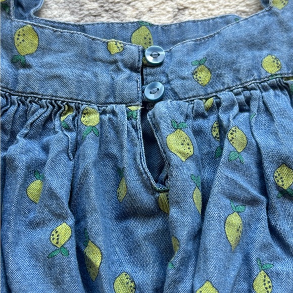 Tucker & Tate Lemon Print Flutter Sleeve Blue Chambray Peasant Dress Girls Sz 4 - Picture 4 of 6